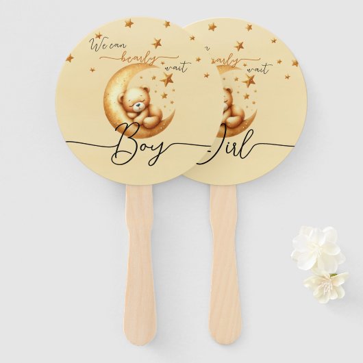 Niedliches Schlaf-Bärengeschlecht offenbart Handfa Fächer (Vorne und Hinten)