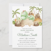 Niedliches Schlafbaby Dinosaur Jurassic Boy Dusche Einladung (Vorderseite)