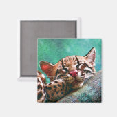 Niedliches Schlafbaby Ocelot Kitten Magnet (Vorderseite/Rückseite)