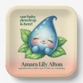 Niedliches Schlafen Baby Dewdrop Baby Dusche Willk Pappteller (Vorderseite)