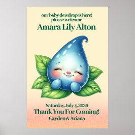 Niedliches Schlafen Baby Dewdrop Baby Dusche Willk Poster