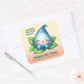 Niedliches Schlafen Baby Dewdrop Baby Dusche Willk Quadratischer Aufkleber (Umschlag)