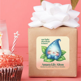 Niedliches Schlafen Baby Dewdrop Baby Dusche Willk Quadratischer Aufkleber