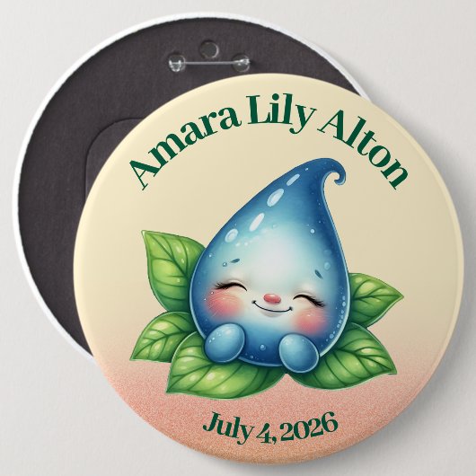 Niedliches Schlafen Baby Dewdrop Kinderdusche Button (Vorne & Hinten)