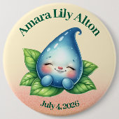 Niedliches Schlafen Baby Dewdrop Kinderdusche Button (Vorderseite)