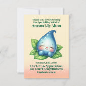 Niedliches Schlafen Baby Dewdrop Kinderdusche Dankeskarte (Vorderseite)