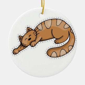 Niedliches Schlafen Brown Kitty Cat Keramik Ornament