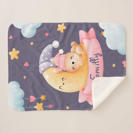 Niedliches Schlafen Bunny Girl Sherpadecke (Vorderseite (Horizontal))