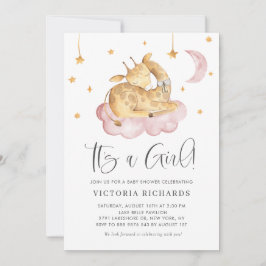 Niedliches Schlafen Giraffe Pink Es ist eine Girl  Einladung