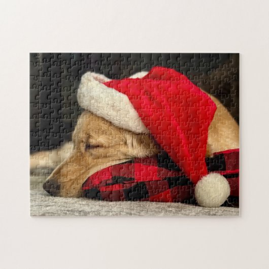 Niedliches Schlafen Golden Retriever Hund Weihnach Puzzle (Horizontal)