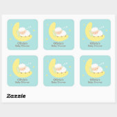 Niedliches Schlafen Lamb Baby Dusche Party Labels Quadratischer Aufkleber (Blatt)