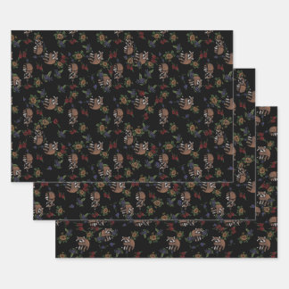 Niedliches Schlafen Raccoon Muster Geschenkpapier Set