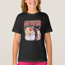 Niedliches Schlafen Sushi Katze Kitten Asian Food  T-Shirt