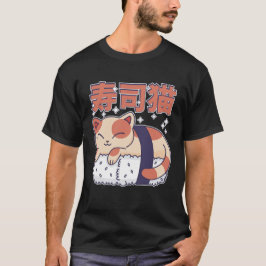 Niedliches Schlafen Sushi Katze Kitten Asian Food  T-Shirt