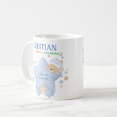 Niedliches Schlafen Teddy Bear Baby Boy Birth Stat Kaffeetasse (Vorderseite Links)