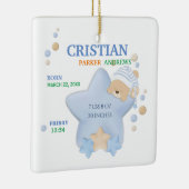 Niedliches Schlafen Teddy Bear Baby Boy Geburtsstu Keramikornament (Rechts)