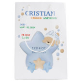 Niedliches Schlafen Teddy Bear Baby Boy Geburtsstu Mittlere Geschenktüte (Vorderseite)
