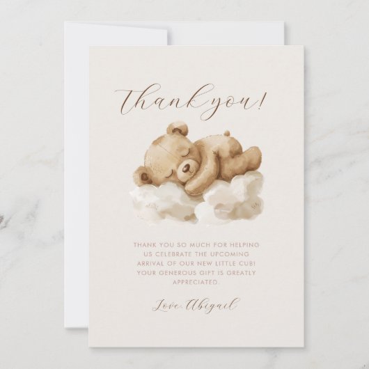 Niedliches Schlafen Teddy Bear Baby Dusche Vielen Einladung (Vorderseite)