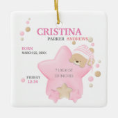 Niedliches Schlafen Teddy Bear Baby Girl Birth Sta Keramikornament (Vorderseite)