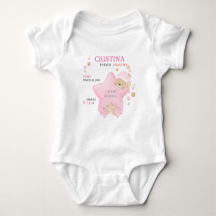 Niedliches Schlafen Teddy Bear Baby Girl Birth Sta Strampler