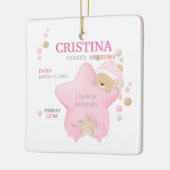 Niedliches Schlafen Teddy Bear Baby Girl Geburtsst Keramikornament (Links)