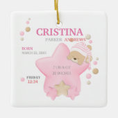 Niedliches Schlafen Teddy Bear Baby Girl Geburtsst Keramikornament (Vorderseite)