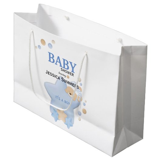 Niedliches Schlafen Teddy Bear Babydusche Grosses Große Geschenktüte (Vorderseite Schrägansicht)