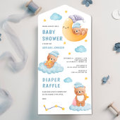 Niedliches Schlafen Teddy Bear Crescent Moon Babyd All In One Einladung