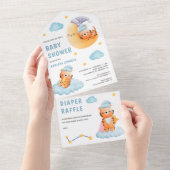 Niedliches Schlafen Tiger Crescent Moon Babydusche All In One Einladung (Abreißen)
