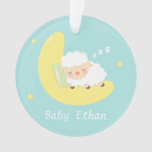 Niedliches Schlafenbaby-Lamm scherzt Ornament (Vorderseite)