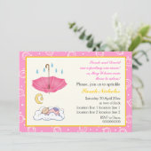 Niedliches schlafendes Baby streuen rosa und gelb Einladung (Stehend Vorderseite)