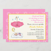 Niedliches schlafendes Baby streuen rosa und gelb Einladung (Vorne/Hinten)