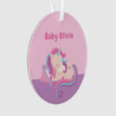 Niedliches schlafendes Unicorn-Baby-Mädchen Ornament (Vorderseite)