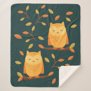 Niedliches Schlafeneulen-Herbst-Muster 🦉 Sherpadecke