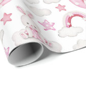 Niedliches Schlafkaninchen Bunny auf Cloud Bedtime Geschenkpapier (Rolleneckpunkt)