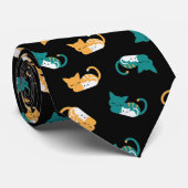 Niedliches Schlafkattenmuster III Neck Tie Krawatte (Gerollt)