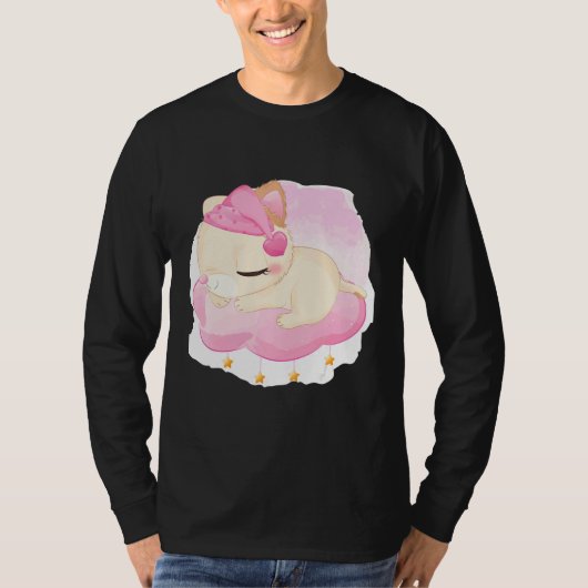 Niedliches Schlafkätzchen Illustration Rosa T-Shirt (Vorderseite)