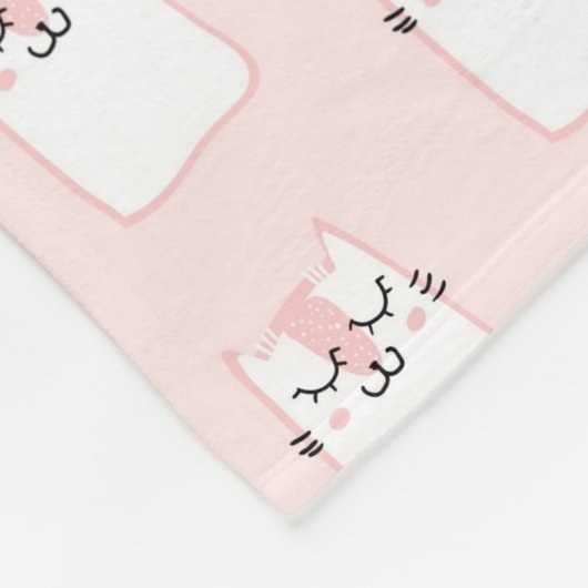 Niedliches Schlafkatzenmuster Fleecedecke (Ecke)