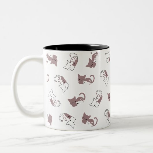 Niedliches Schlafkatzenmuster II Zweifarbige Tasse (Links)
