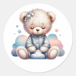 niedliches schläfriges Teddy Runder Aufkleber