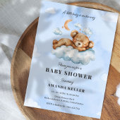 Niedliches Schlafsäugchen Baby Bear Blue Cloud Bab Einladung