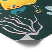 Niedliches Schlafschildkröte Unterwasserdoodle Pos Poster (Ecke)