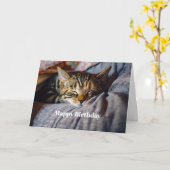 Niedliches Schlaftablett Katze Foto Geburtstag Karte (Gelbe Blume)