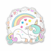 Niedliches Schlafunkorr mit Regenbogen und Girly I Aufkleber (Vorderseite)