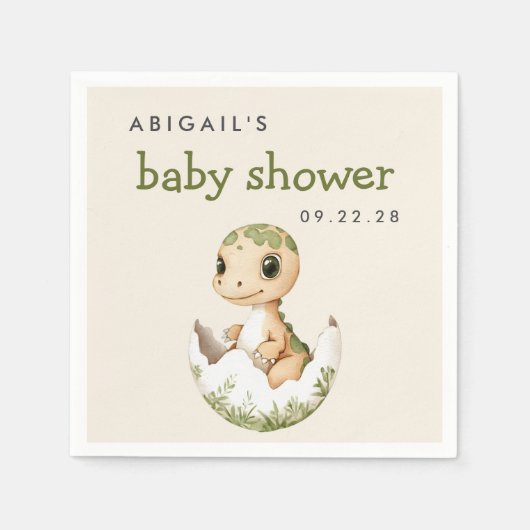 Niedliches Schlagen Dinosaur Babydusche Serviette (Vorderseite)