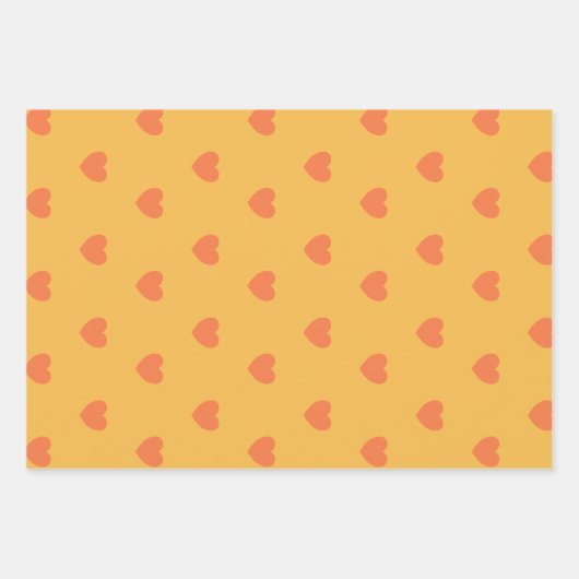 Niedliches schlichtes Gelb- und Orangenherz-Muster Geschenkpapier Set (Vorderseite 3)