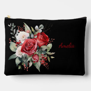 Niedliches, schlichtes Schwarz mit Blume Zubehörtasche