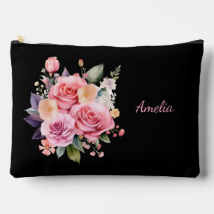 Niedliches, schlichtes Schwarz mit Blume Zubehörtasche