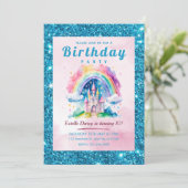 Niedliches Schloss Girls Geburtstag Einladung (Stehend Vorderseite)