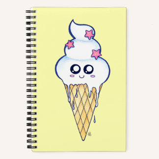 Niedliches Schmelzen Eiscreme, Kawaii-Cartoon Notizblock